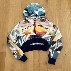 Perfect Moment Cropped Hoodie Size L White Blue Red Yellow